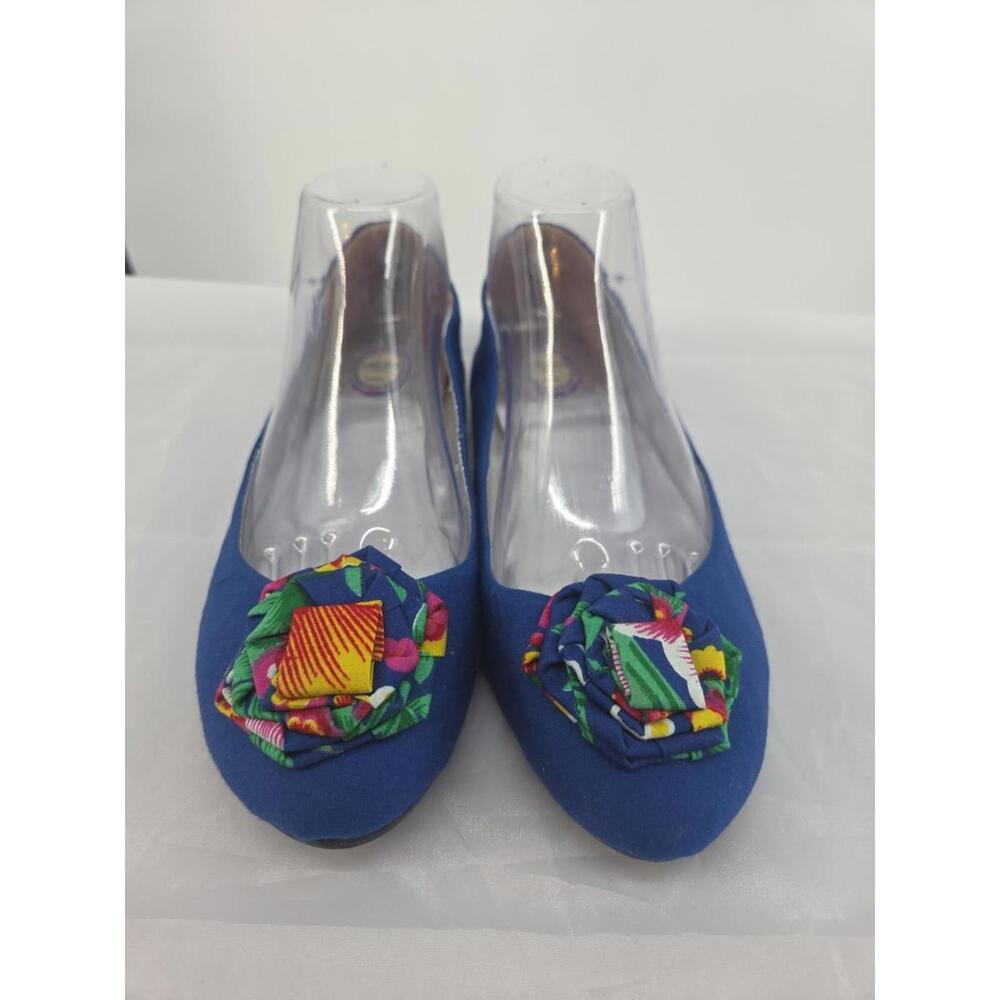 Almatrichi Ballet Shoes 9 Blue With Floral Bow‎ Rare 40